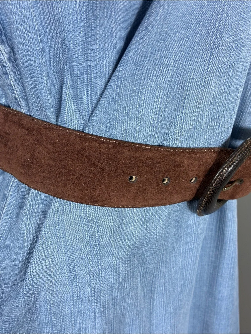 Torino Womens belt Sz M genuine suede chocolate brown made in USA